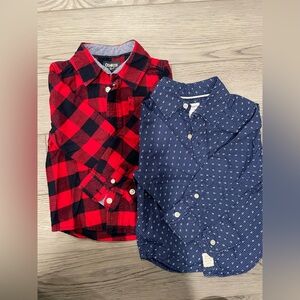 Two Button Down Dresses Shirts, Boys 2T EUC